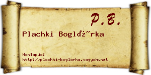 Plachki Boglárka névjegykártya